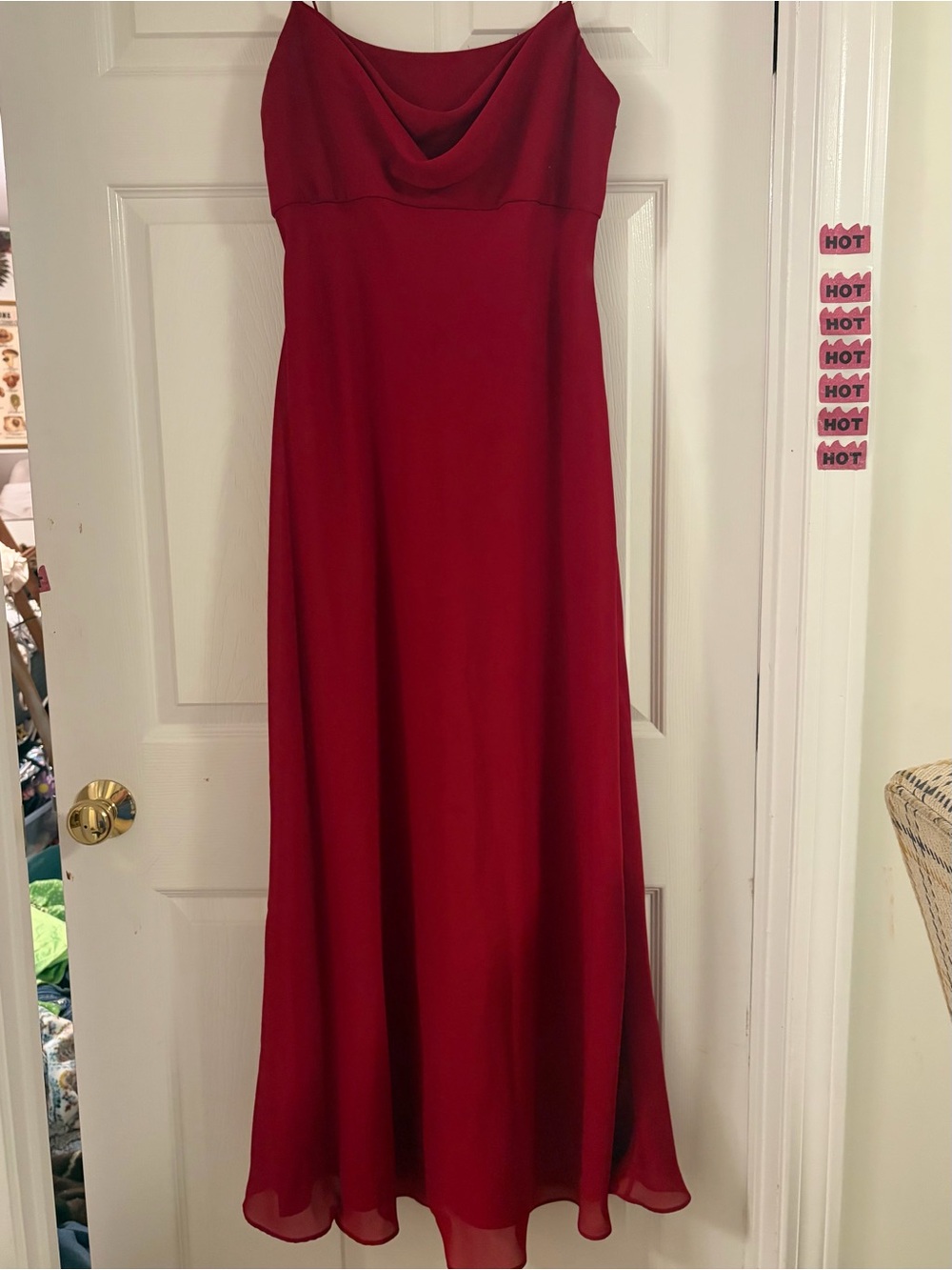 Red Cowl Neck Vintage Evening Dress, Michelangelo.